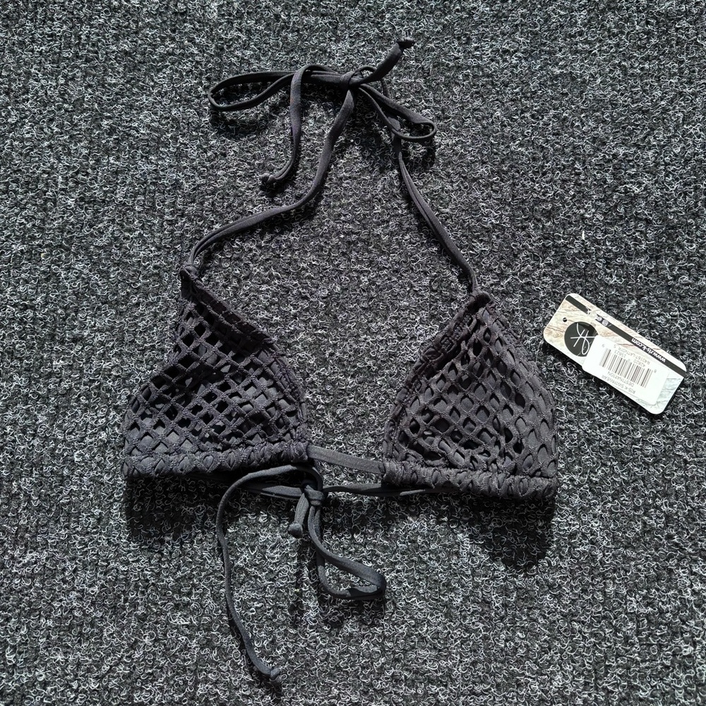 Black fishnet bikini top